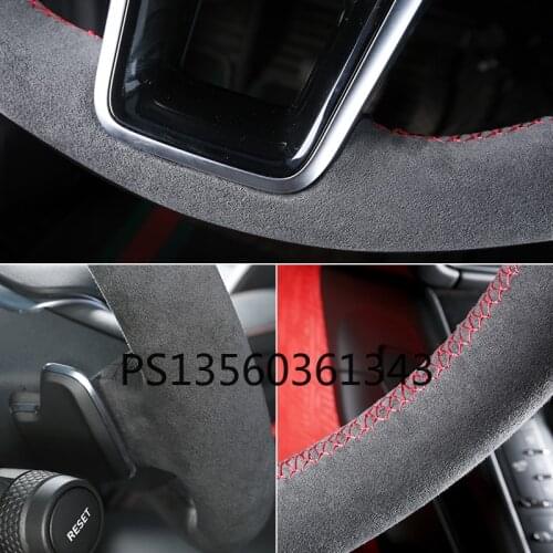 For Audi steering wheel cover a4l/a6la5a3q5/q3/q2l/q7 suede leather hand-sewn grip cover