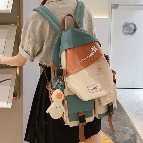 Girl Campus Backpacks for Women Ins Large-capacity Waterproof School Backpacks Panelled 15 Inch Travel School Bags Ruckpack 2021