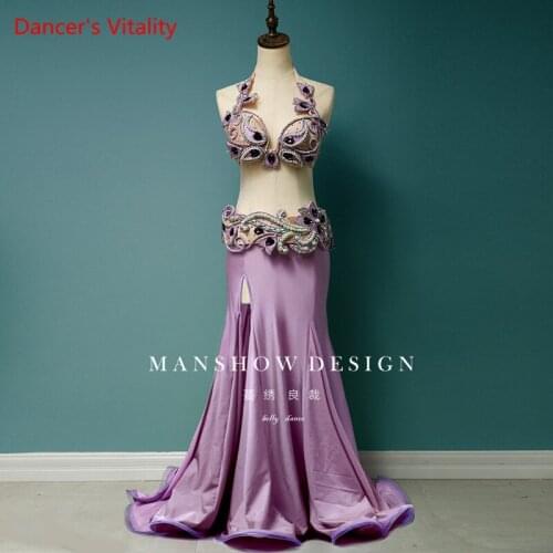 Belly Dance Costume New Set High-End Custom Three-Dimensional flower Package Hip fishtail Skirt Costume