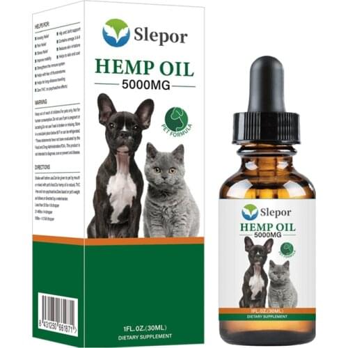 5000MG Pet Hemp Essential Oil for Dogs Natural Herbs of Pet Care Oil Anxiety Relief Pain Joint hip Strengtheens immunity 30ML