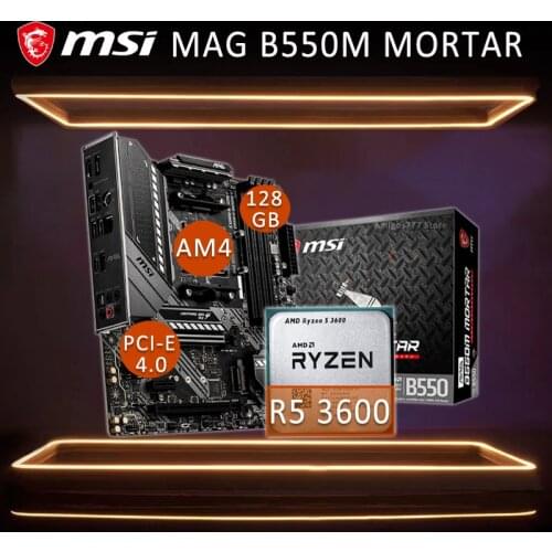 AM4 MSI MAG B550M MORTAR Gaming Motherboard With AMD Ryzen 3600 Motherboard cpu full combo DDR4 AMD B550 Gaming Placa-mãe AM4