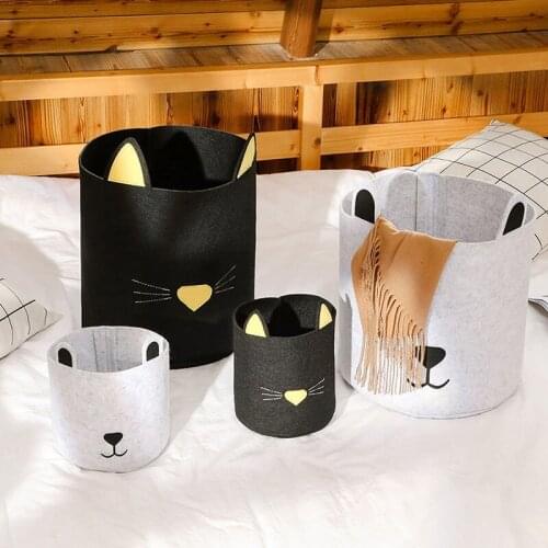 2 PCS Cute Animal Felt Laundry Basket Toy Storage Baskets Bin for Kids Dog Toys Clothes Organizer Laundry Bucket