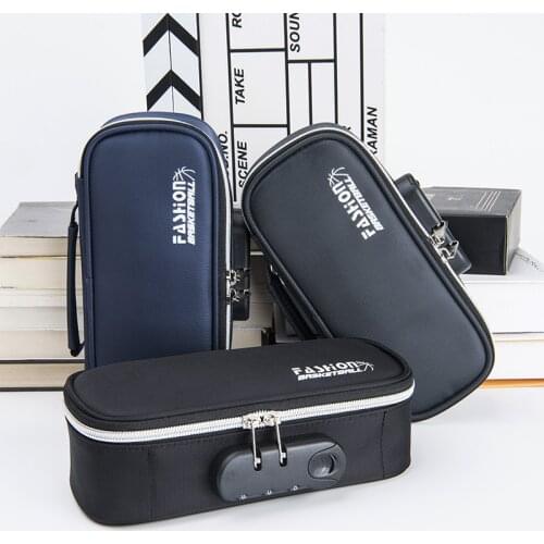 Kawaii Code Lock Portable Cartoon Pencil Case Four-layer Password Storage Bag Stationery Pen Box Pouch Student Office Supplies