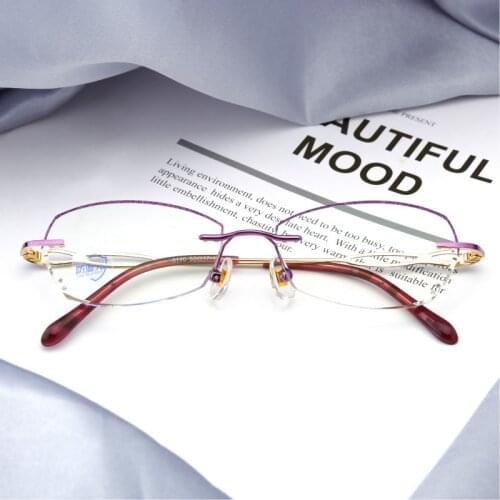 Myopic Glasses Female Cut Unframed Glasses Frame Finished Glasses Titanium Alloy Diamond Has A Degree Glass Frame