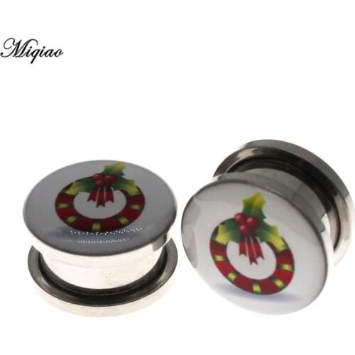 Miqiao 2pcs Fashion Stainless Steel Ear Expander Thread Tunnel Earplugs Stretcher Body Piercing Jewelry Christmas Jewelry