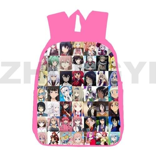 Fashion 3D Cartoon Hentai Bag Pink Anime Senpai Children Kawaii Ahegao Backpacks for School Teenagers Girls 12/16 Inch Book Bag