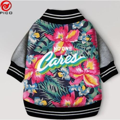 Fashion flower print pet dog hoodies jacket small puppy Dog Clothes Costumes Casual quality dogs wear ZL119-4