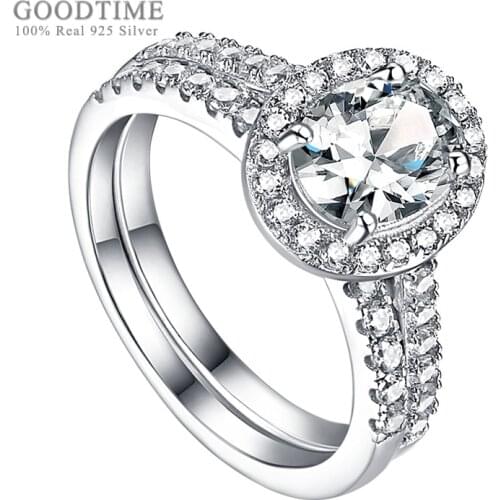 Fashion Women Ring 925 Sterling Silver Princess Zircon Wedding Ring Set Rhinestone Engagement Jewelry Accessories For Girl