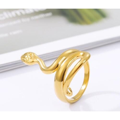 Fashion Punk Snake Rings For Women Men Twisted Snake-shaped Rock Stainless Steel Gold Ring Animal Nightclub Fashion Jewelry 2021