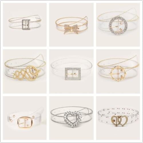 Fashion Transparent Women Belt Holographic Waistband Clear Waist Belt Metal Pin Buckle Laser Waist Belts for Women Belt