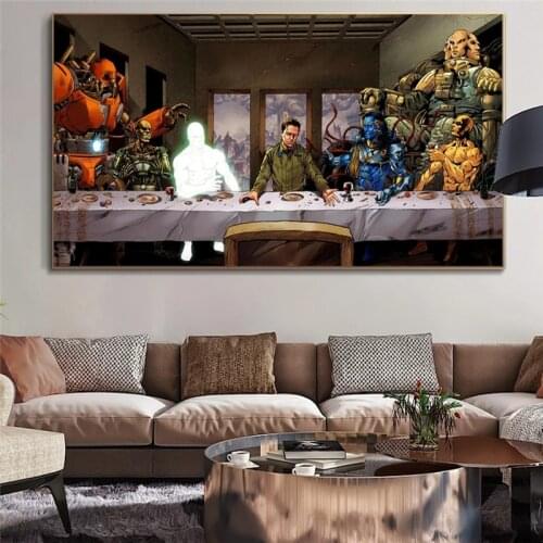 Funny Avengers Wall Art Infinity War Last Supper Canvas Figure Painting classical Movie Posters and Prints Pictures Room Decor
