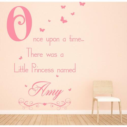 Once Upon A Time Wall Sticker Butterflies Wall Murals Decor Personalised Name Wall Decal For Girls Room Living Room Decals W970