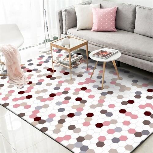Nordic Pink Plaid Carpet Princess Style Splicing Carpet Girls Bedroom Rugs Children Room Rugs Rectangle Carpet For Living Room