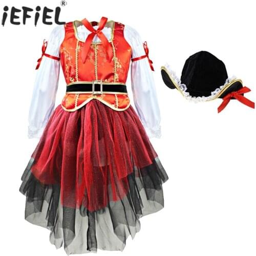 2-10Y Kids Girl Clothing Set Toddler Kids Circus Ringmaster Birthday Party Dress Tops Skirt Hat Outfits Halloween Cosplay Dress