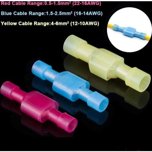 Fully insulated Nylon 6.3mmFemale + Male Insulated Spade Electrical Wire Crimp Terminal Connectors Wiring Cable Plug set