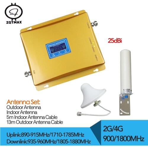 ZQTMAX 900 1800 Cellular Signal Repeater GSM DCS Cell Phone Amplifier 2G 4G Mobile Phone Booster Repetidor kits antenna for home