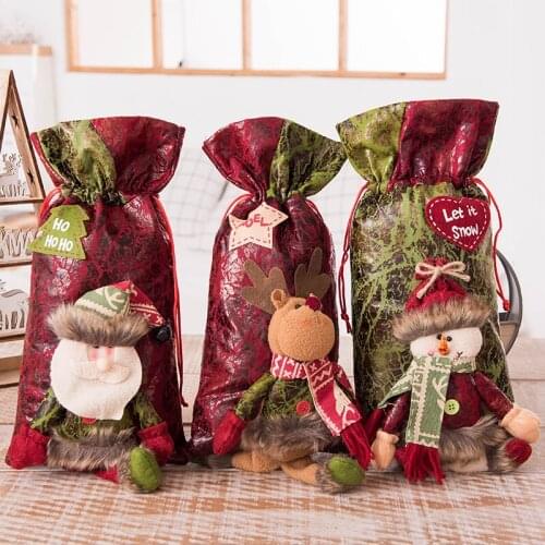 Christmas Eve Apple Gift Box Fabric Leather Doll Linen Gift Bag Christmas Old Man Backpack Holiday Gift Bag