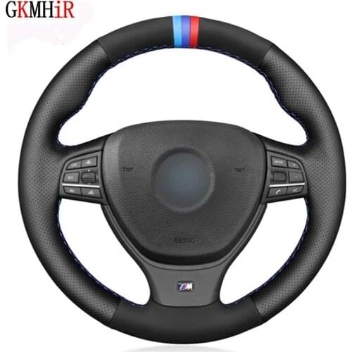 DIY Black Genuine Leather Suede Car Steering Wheel Cover For BMW serie 5 520i 528i F10 F11 F07 2009-2017 M5 F10 2011-2013