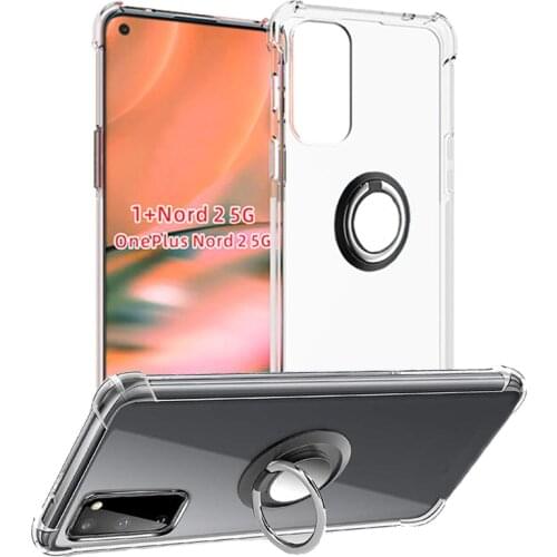 Metal Ring Holder Cover Oneplus 9 Pro Case Silicone Transparent Shockproof Phone Case For One Plus 9Pro 7 8 T Nord 9 5G Cases