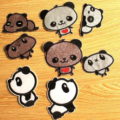 Cute Animal Cartoon Bear And Dog Patches Hook Loop Iron On Patches For Clothing Patch On Clothes DIY Embroidered Sequins Patch