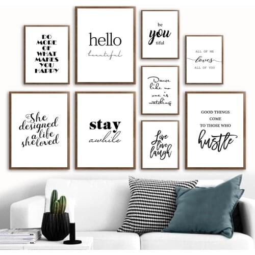 Modern Life Quote Minimalist Black White Wall Art Canvas Painting Nordic Posters And Prints Wall Pictures For Living Room Decor