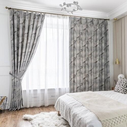 Marble Pattern Printing Modern Simple Curtains for Living Room Bedroom Study New Double-sided Light Printing Curtains Custom