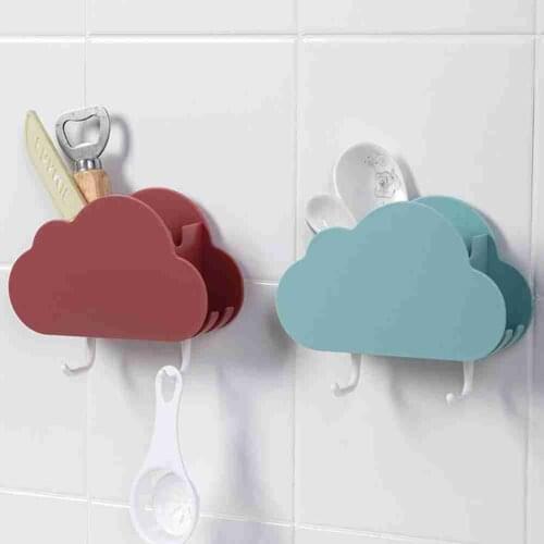 Bathroom Storage Rack Self-adhensive Cute Cloud Bathroom Shower Shelves Toilet Wall-Mounted Multifunctional Non-Marking Paste
