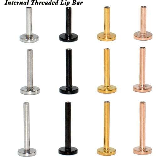 5pcs/lot 361L Surgical Steel Internally Threaded Labret Shaft Lip Bar Ear Tragus Replacement Flat Bar 16g Body Piercing Jewelry