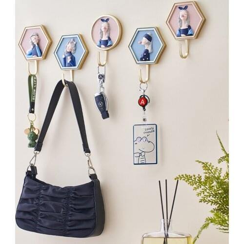 Hole-free light luxury creative clothes after the door key storage fitting room wall porch decoration hook J05