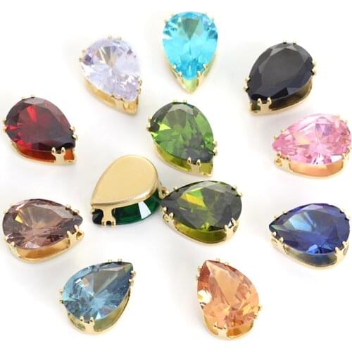 High Quality Zircon Sewing Gemstone Clothes Decorations Home DIY Handwork Sewing Crystal Rhinestone ZIrconia Strass Drop Shape