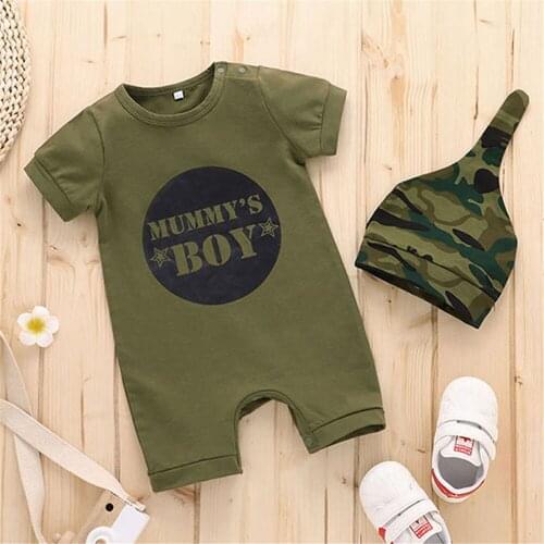 ZAFILLE Baby Romper and Hat Mini Boss Letter Infant Jumpsuit 2021 Summer Clothes For Babies Costume Baby Boy Clothes New born