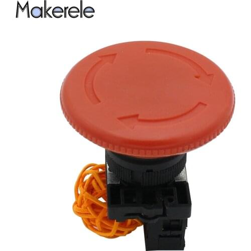 60mm NC N/C Big Head Red Mushroom Emergency Stop Push Button Switch 600V 10A 1 PC Free Shipping