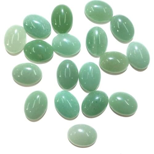 10Pcs Natural Stones Green Aventurine Cabochon No Hole Beads for Making Jewelry DIY accessories Loose Elliptical shape Beads