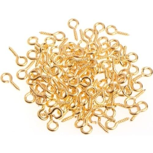 100 Pcs Jewelry Screw Claw Golden Silver Accessories DIY Mini Eye Pins Bolt Bail AXYD