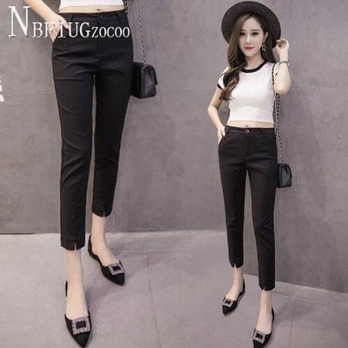 2020 Black Color Korean Slim Women Pants S-2XL Ankle Length Female Trousers