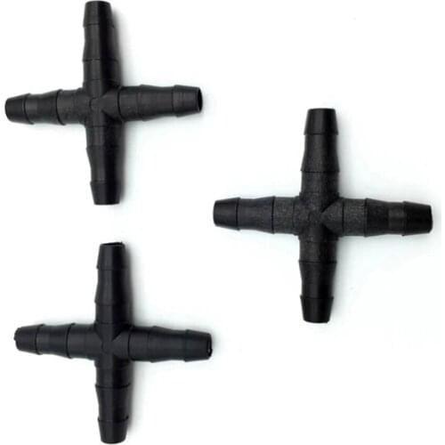 30Pcs 4 / 7mm 4-Way Connector black Connect 4 / 7mm hose Suitable for garden irrigation Pipe Connector