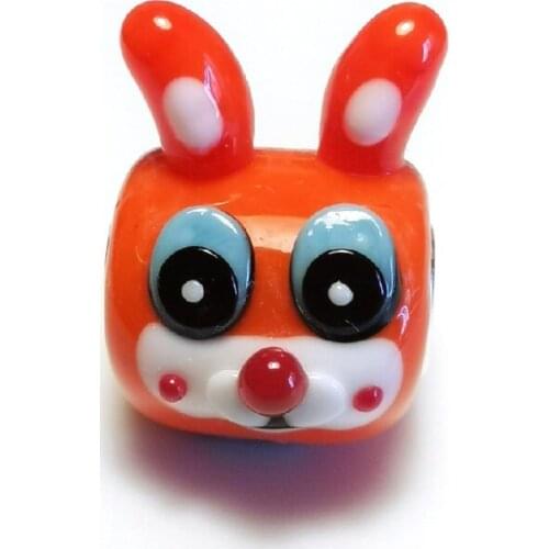 Emith Fla 925 Sterling Silver Large Hole Charm Beads Round Rabbit Murano Glass Beads Fit For Brand Bracelet Jewelry Makings