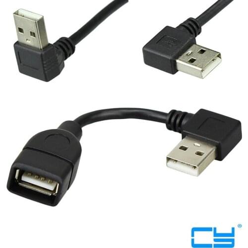 10cm 20cm 40cm USB 2.0 A Male to Female 90 Angled Extension Adapter cable USB2.0 M/F right/left/down/up Black cable cord