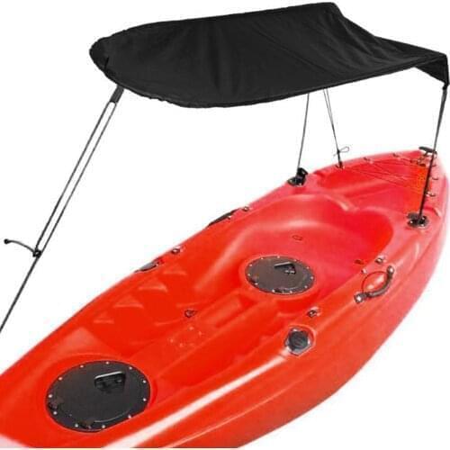 Kayak Boat Canoe Set Sun Shade Canopy With Storage Bag Black Kayak Sunshade Collapsible Aluminum Rod Kayak Accessories