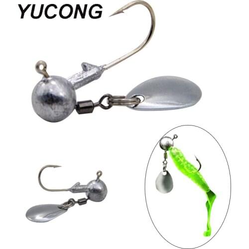 YUCONG 5pcs Exposed Jig Head Hooks Spinner 2g-4g Barbed Fishhooks Spoon Metal Jigging Fishing Hooks For Soft Baits Pesca Tackle
