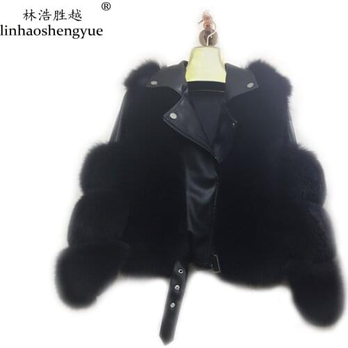 Linhaoshengyue 2020 Fashion Length 50cm Real Fox Fur Coat Suitable for Spring, Autumn and Winter