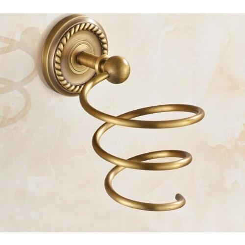 Antique Wall Hair Dryer Rack Space Brass Bathroom Wall Holder Shelf Storage KD634