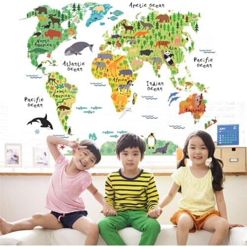 Forest world map wall stickers living room Children Bedroom Office home decoration wall decal mural art wall art