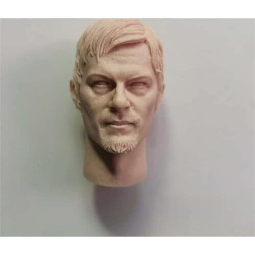 Unpainted 1/6 Scale Movie Star Character Crossbow Man Head Sculpt Model Head Action Figure Dolls For Hot Toys Figure Body No.77