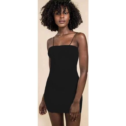 2021 New Fashion Black Sexy Female Slingsuspender Female High Waist Sheath Club Dress Female Short Summer Mini Sleeveless Dress