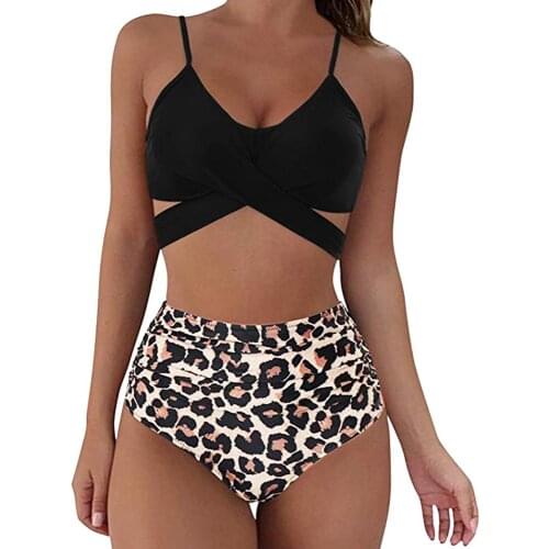 2021 New Sexy High Waist Bikini Cross Swimwear Women Push Up Swimsuit Female Plus Size Bikini Set Bather Bathing Suit Beachwear