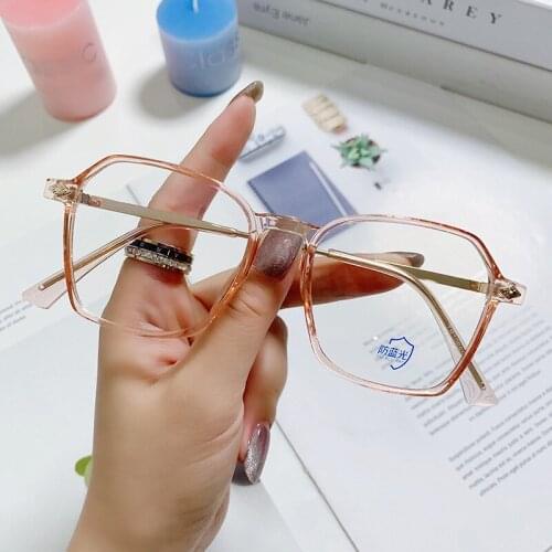 Vintage Student Transparent Computer Glasses Frame Women Men TR90 Polygon Eyewear Blue Light Clear Optical Spectacle Eyeglasses