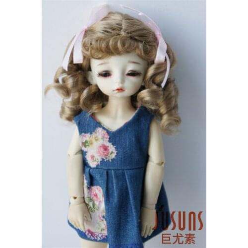 JD262 1/6 1/4 1/3 6-7inch 7-8inch 8-9inch Synthetic Mohair BJD Wigs Kayla Mid Long Curly Double Pony Doll Wigs