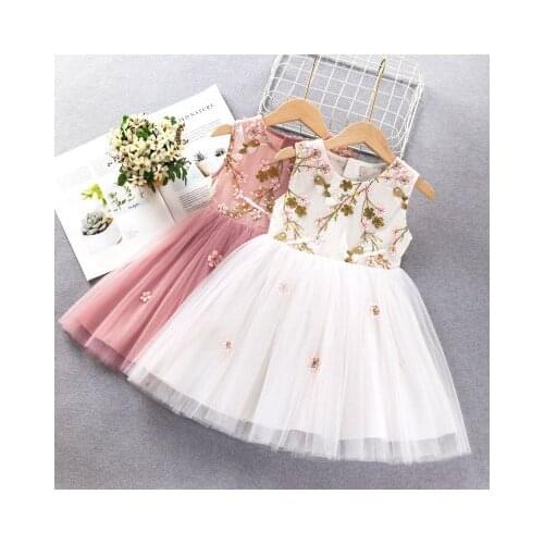 Girls' Dresses 2021 Summer New Baby Fashion Korean Princess Dres Childrens Girls Mesh Patchwork Dress Birthday Party Clothes