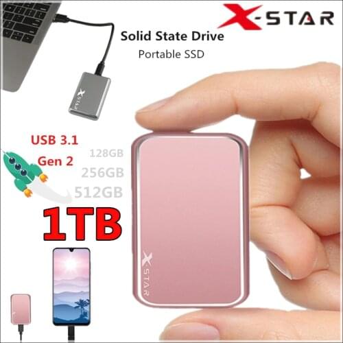 X-STAR Portable SSD Type-C Gen 2 USB3.1 Mini Solid State Drive High Speed Stainless Steel Coverl External SSD 128/256/512GB 1TB